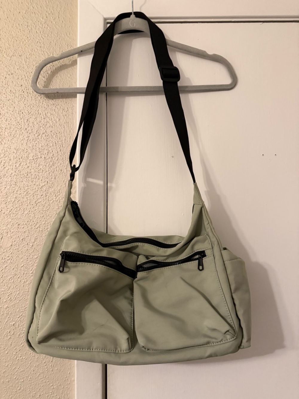 Light Sage Nylon Messenger Bag